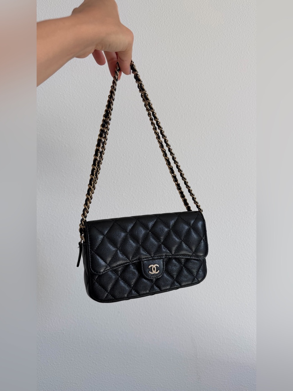 CHANEL Classic Flap Phone Holder with Chain Quilted Caviar - Picture 9 of 16